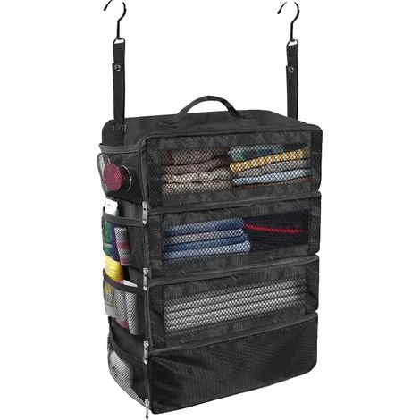 Organizador de equipaje de viaje, diseño de alta capacidad, almacenamiento plegable, negro. (1/2)