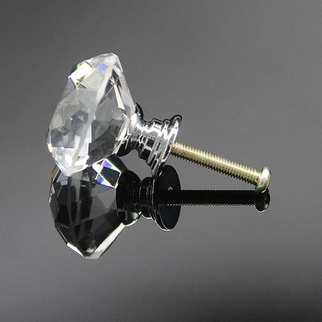 Lot de 8 boutons de porte en cristal, poignées de meubles diamant, boutons de poignée diamant pour placards, tiroirs, boutons de cuisine - 30 mm (1/4)