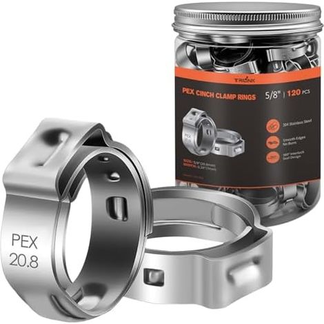Collier de Serrage 20,8 mm en Acier Inoxydable – Inox à Une Oreille, Métallique pour Tubes PEX, Serflex Étanche, 120 Pièces 20,8mm (120pcs) - (1/5)