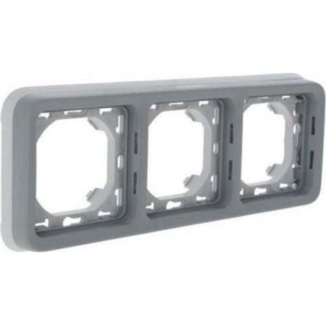 Legrand Plexo placa soporte 3 postes gris horizontal