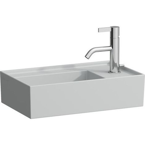 Lave-mains KARTELL 460 x 280 mm, plage de robinetterie à droite sans trop-plein, sans trou pour robinetterie gris LAUFEN