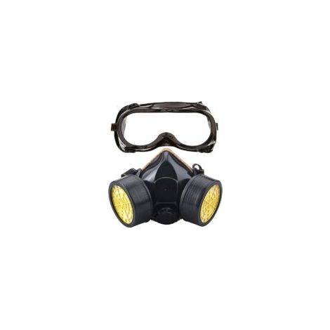 Masque Respiratoire, Kit Masque Protection Respiratoire Réutilisable, Anti Poussière, Anti Gaz Masque Chimique avec Lunettes de Protection pour Peinture Travaux, Bricolage Ponçage
