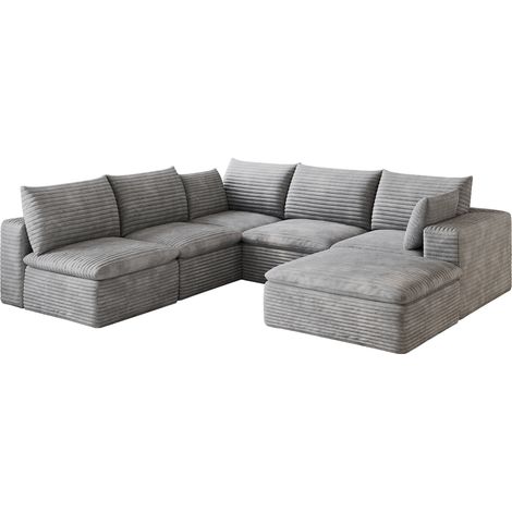 ELVMI Divano modulare Convertibile 3 Pezzi con Cuscino Sfoderabile, Senza Struttura in Legno, in Tessuto, Grigio (1/4)