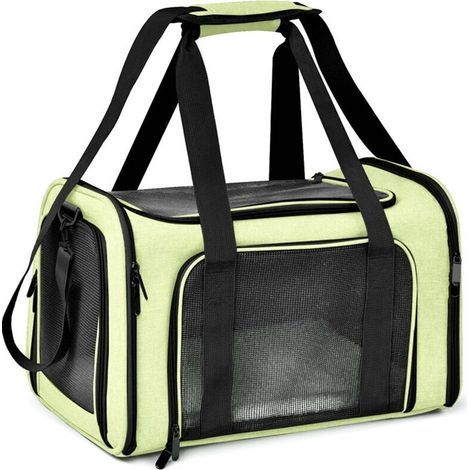 Sac pour animaux de compagnie vert petite taille 40 cm x 25 cm x 25 cm 1 sac de transport pliable pour chat et chien (1/5)