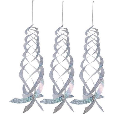 Set aus 3 reflektierenden Gartenanhängern zur Vogelabwehr, silberfarben (1/4)