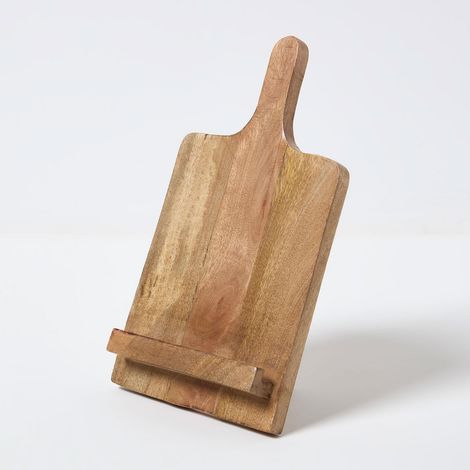 HOMESCAPES Handcrafted Solid Timber Recipe Book Holder & Tablet Stand (1/5)