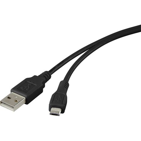 Renkforce USB-Kabel  USB 2.0 USB-A Stecker, USB-Micro-B Stecker 1.00 m Schwarz vergoldete Steckkonta (1/2)