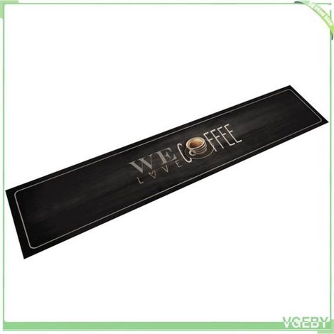 Tapis de cuisine - FAFЕISY - texte Coffee - Marron - 60x300 cm - Anti-dérapant, lavable en machine (1/5)