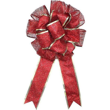 Nœuds rouges de Noël en ruban pour porte d'entrée extérieure, grand nœud pour sapin de Noël, décorations pour la maison (1/5)