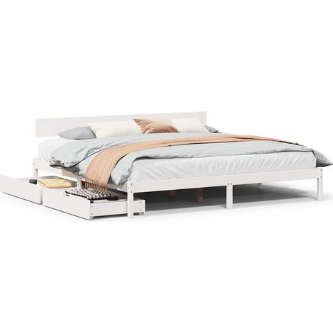 Maison Exclusive - Cama sin colchón madera maciza de pino blanca
