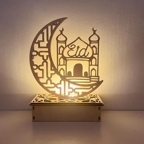 DIY Ramadan-Set: Monddekoration aus Holz mit LED-Beleuchtung – Geschenkidee zum Eid-Fest (1/5)