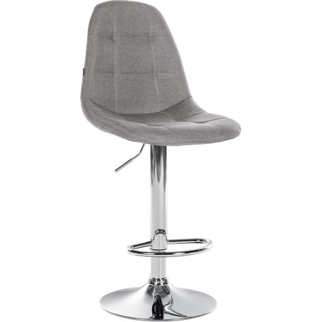Sgabello bar x1 con poggiapiedi sedile girevole regolabile in altezza in tessuto grigio struttura in metallo cromato 100004846