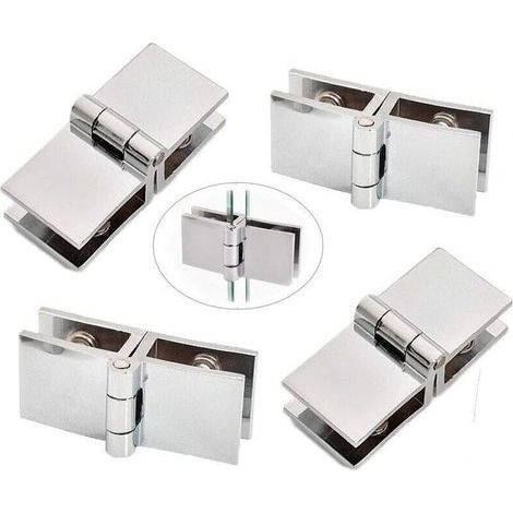 Charnière de porte en verre 4pcs 180 Ḟ, charnière de porte en verre, charnière de porte en verre en alliage de zinc, porte en verre à clip, installation facile et durable pour vitrine, armoire à vin, (1/4)