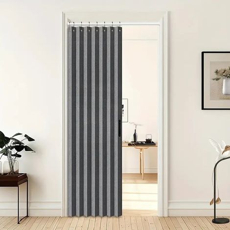 Cortinas plegables, cortinas planas plisadas, aptas para armarios y separadores de ambientes, 1 pieza, 100 200 cm, gris. (1/4)