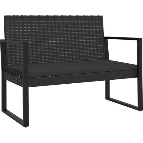 Maison Exclusive - Gartenbank mit Kissen Schwarz 106 cm Poly Ratt