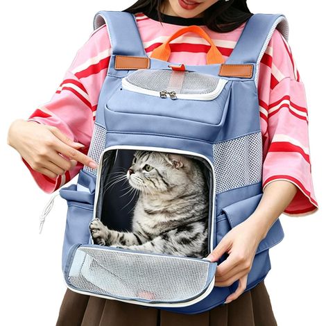 Zaino trasportino per gatti  Borsa leggera, traspirante, portatile e regolabile (1/5)