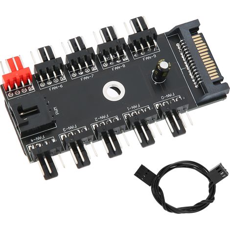 Câble séparateur PWM 1 vers 10 pour ventilateurs, alimentation via port SATA, hub de refroidissement PC (1/5)