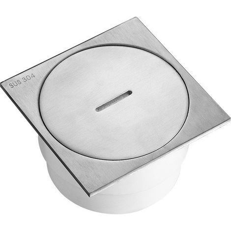 Desagüe de suelo, cabezal de ducha cuadrado de acero inoxidable, colector de pelo de 12×12 cm, apto para tuberías de 100-110 mm, color gris. (1/4)