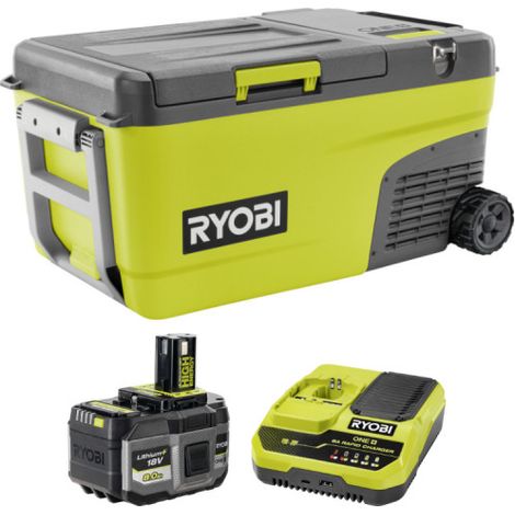 Ryobi – Glacière électrique hybride sur roues 23 L – 18V – 2 ports batterie – Écran LCD – Autonomie jusqu'à 17h – Chargeur USB-A et USB-C (1/5)