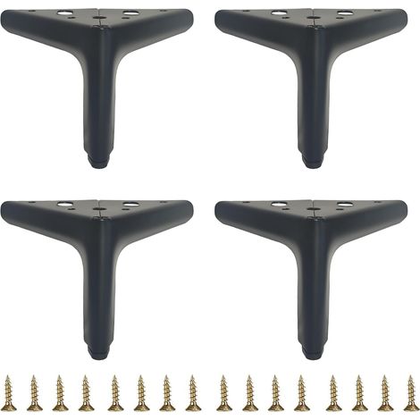 Patas de metal para muebles, patas para muebles de bricolaje, patas para sofás y sillas, juego de 4 unidades negras de 10 cm. (1/5)