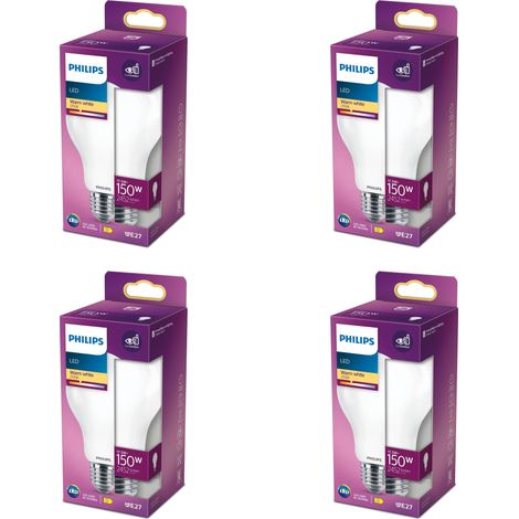 Philips Conjunto Pack E27 Bombilla Estándar Mate 150W No Regulable Luz blanca cálida - 4 unidades (1/3)