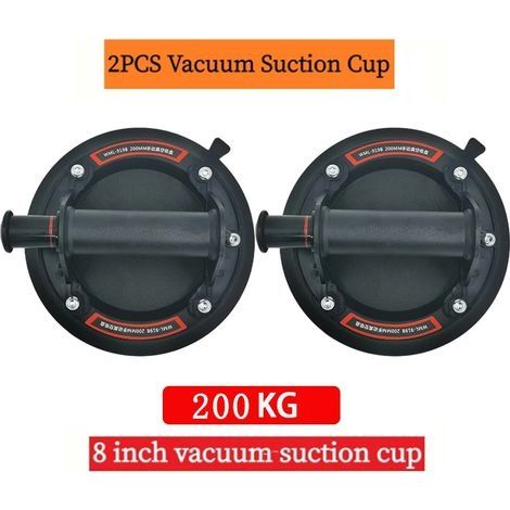 Ventouse Carrelage, 2 Pièces 8" Ventouse Vitre Professionnelle，Ventouse de Levage en Verre, Vide Ventouse en Verre pour Transport et Déménagement de Vitre, Plaques, Carrelage, Meubles, Charge 110 kg (1/5)