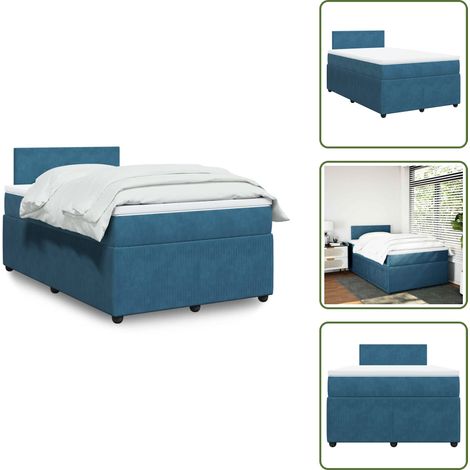 vidaXL Sommier à lattes de lit et matelas bleu 120x190 cm velours