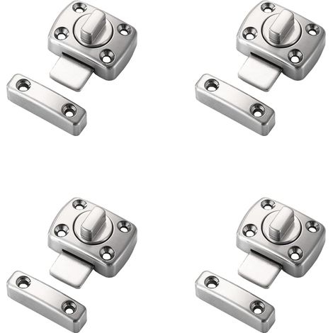 Verrou Loquet pour Porte 42x31mm et Fenêtre Moraillon en Alliage de Zinc Coulissante Serrure pour Porte et Fenêtre Placard Argent 4 Pièces (1/5)