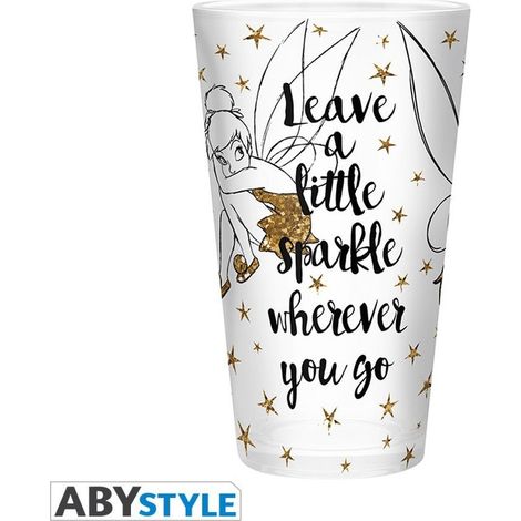 VASO GRANDE 400 ML CAMPANILLA DORADA PURPURINA DISNEY