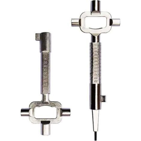 Lot de 2 clés d'armoires électriques - Clé de construction - Clé d'architecte - Outil d'ouverture de porte - Clé de construction universelle - Clé de construction multifonction (1/4)