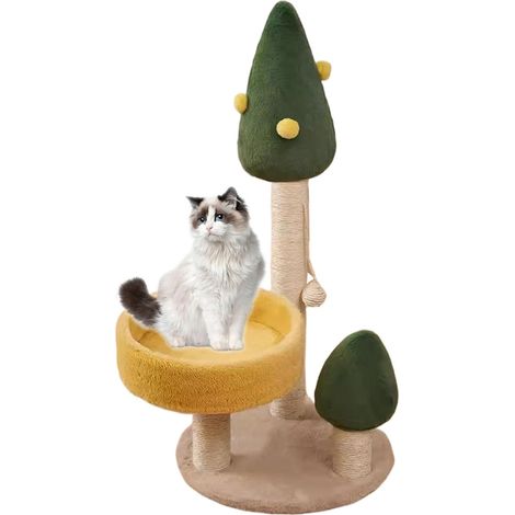 Arbre à chat tour avec plateforme peluche, poteau griffoir et centre d'activités pour chats d'intérieur (1/5)