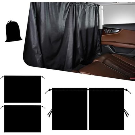 Lot de 3 pare-soleil de fenêtre de voiture, 2 pièces de 85 x 65 cm pour fenêtre arrière de véhicule avec sac de rangement, 1 rideau de séparation de voiture de 140 x 80 cm, housse universelle (1/5)