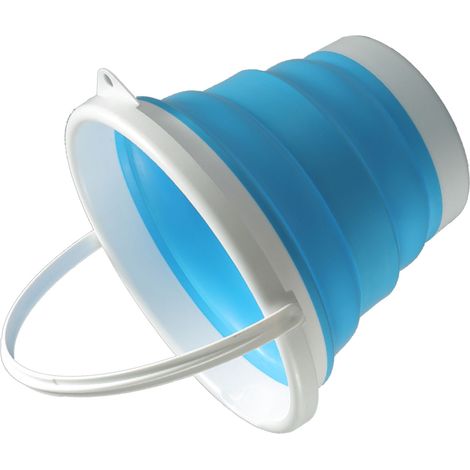 Seau à eau pliable en TPR PP 10L, portable et robuste, pour lavage de voiture et jardin (bleu). (1/5)