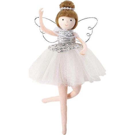 Pendentif poupée de Noël à suspendre, ornement de collection mignon pour sapin de Noël, pendentif ange ballerine pour fenêtre ou cheminée-Silver (1/5)