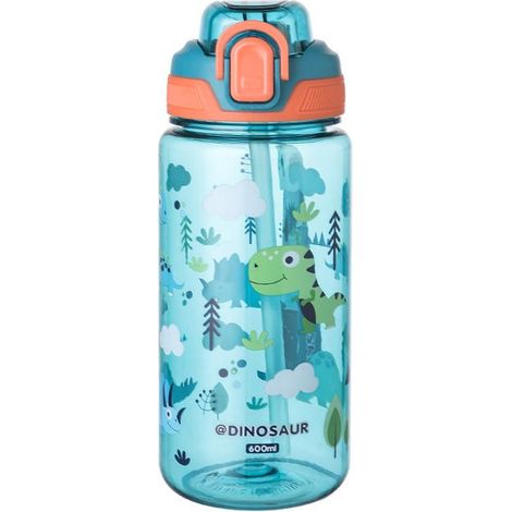 Gourde Enfant, 600ml Robuste et Incassable, Gourde Enfant Anti Fuite avec Paille, Sans BPA, Belle Portable Gourde -Dessin vert (1/5)