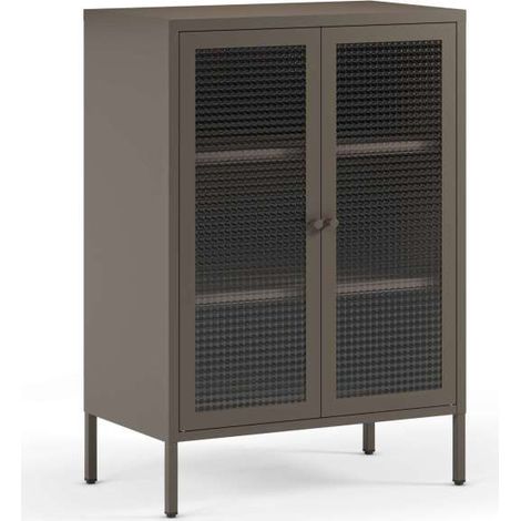 Mueble auxiliar 2 puertas abatibles modelo Loreto acabado metal moca. 100cm(alto) 70cm (ancho) 40cm(prof.) (1/5)