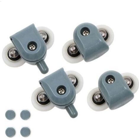 2 paires roulettes doubles pour cabine de douche, 25 mm, pour porte de douche, poulies, durable, double porte coulissante, portes en verre, d'une épaisseur d'environ 3 à 6 mm (1/5)