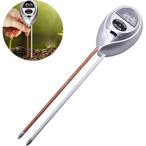 Testeur de sol 3 en 1 avec test d'humidité, de luminosité et de pH, humidimètre, idéal pour le jardin, la pelouse, la ferme et une utilisation intérieure et extérieure. (1/5)