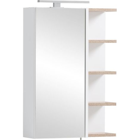 Armoire à miroir, blanc craie/décor chêne sauvage, 49,7 x 16,0 x 74,4 cm (1/3)