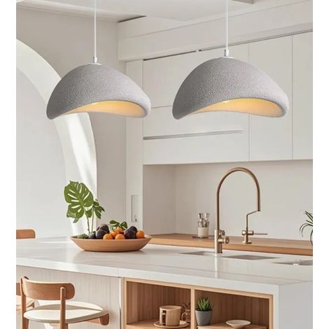 2pcs Moderne Suspension Luminaire Industriel 20cm Vintage Lustre Plafonnier Ciment Style Nordique pour Salon Chambre,Gris (1/5)