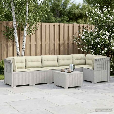 vidaXL Sofá de Jardín para 6 Personas con Cojines Estilo Rattan PP (1/5)