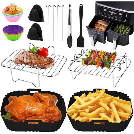 Accessoires Air Fryer Dual 9,5L, 14 PCS Double Zone Accessoire Convient pour Ninja Foodi AF400EU, AF300EU (1/4)