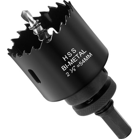 Scie Cloche Bimétallique de 54mm, Scie Cloche Circulaires Scie Cloche Bois avec tige SDS Plus et hexagonale, pour percer PVC, fibre de bois, métal doux - Noir (1/5)