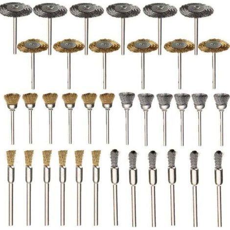 Brosse en laiton, 36 pièces, roues en fil d'acier, brosses, perceuse, outils rotatifs, polissage, outils rotatifs Dremel (1/5)