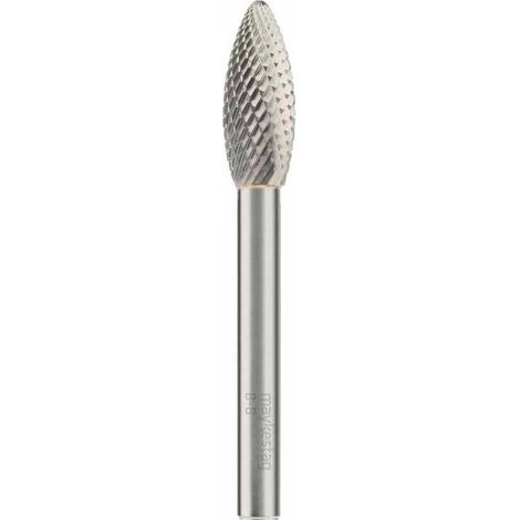 Fraise Rotative HM Tige Cylindrique Forme Flamme Croisée - Aciers D. 12 x Lt. 75 x Lu. 30 x Q. 6 mm - Diamwood