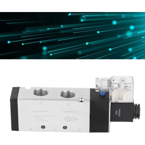 Distributeur pneumatique 4V410-15, vanne directionnelle, électrovanne pneumatique 5 voies à 2 positions, électrovanne Airtac 4V, 12 V CC (1/5)