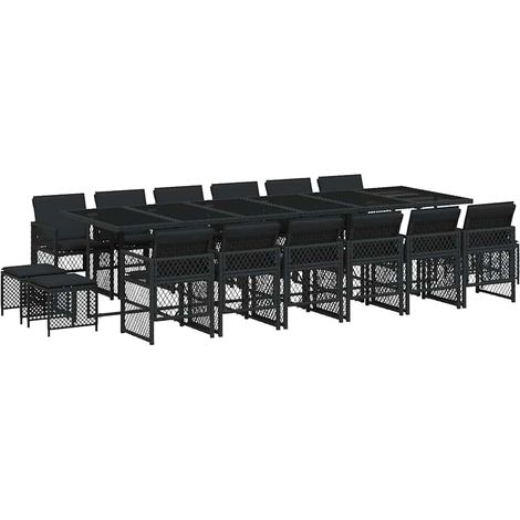 Maison Exclusive - Ensemble à manger de jardin 17 pcs coussins noir résine tressée (1/5)