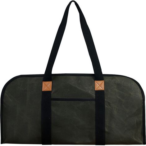 Sacs de stockage de bûches Vert foncé, sacs de bûches en toile, organisateur portable en bois, transport de bois de chauffage à l'extérieur