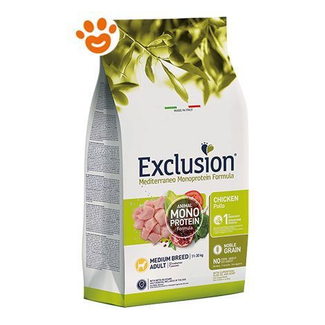 Crocchette Cane Mediterraneo Noble Grain Adult Medium Pollo 3 kg Exclusion