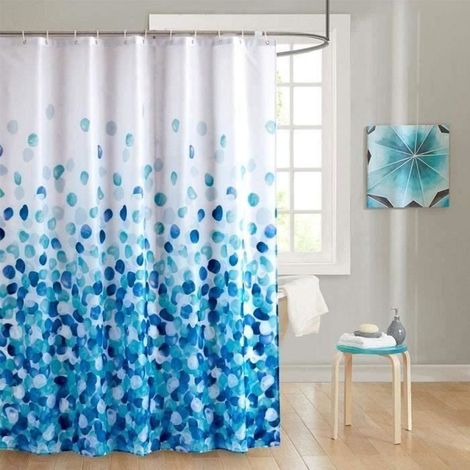 Wasserabweisender und schimmelresistenter Duschvorhang aus Stoff, antibakteriell, blau, 180 x 180 cm, inklusive Haken.